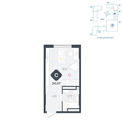Студия 24,07 м&sup2;