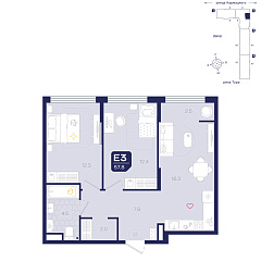 2-комнатная 57,8 м²