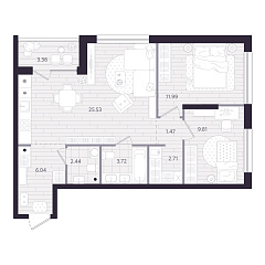 2-комнатная 65,39 м&sup2;