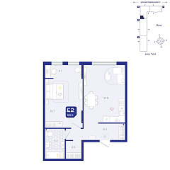 1-комнатная 58,5 м&sup2;