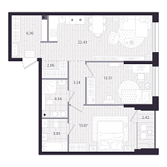 2-комнатная 70,09 м&sup2;