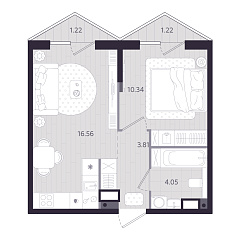1-комнатная 35,5 м&sup2;