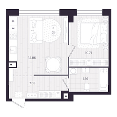1-комнатная 41,79 м&sup2;
