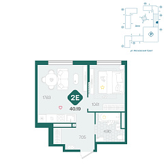 1-комнатная 40,19 м²