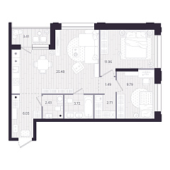 2-комнатная 65,32 м&sup2;