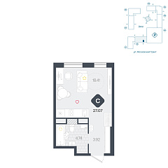 Студия 27,07 м²