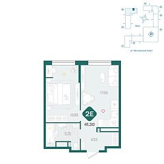 1-комнатная 41,3 м&sup2;