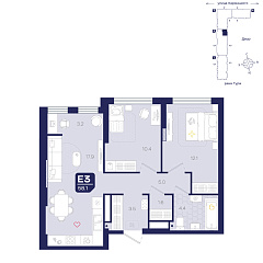 2-комнатная 58,1 м&sup2;