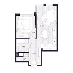 1-комнатная 41,1 м&sup2;