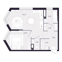1-комнатная 47,21 м&sup2;