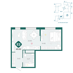 1-комнатная 45,93 м²
