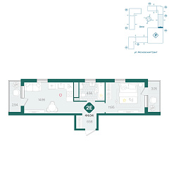 1-комнатная 44,04 м&sup2;