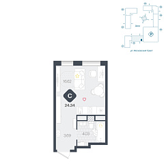 Студия 24,34 м²