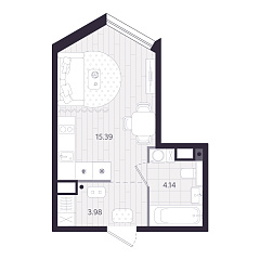 Студия 23,51 м&sup2;