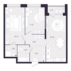 2-комнатная 67,62 м&sup2;