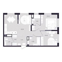2-комнатная 63,92 м&sup2;