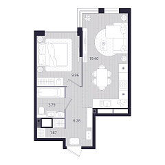 1-комнатная 41,1 м&sup2;
