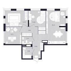 3-комнатная 76,4 м&sup2;