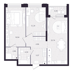 2-комнатная 69,24 м&sup2;