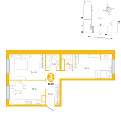 2-комнатная 56,81 м²