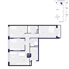 3-комнатная 78 м²