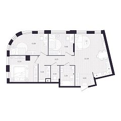 3-комнатная 83,99 м&sup2;
