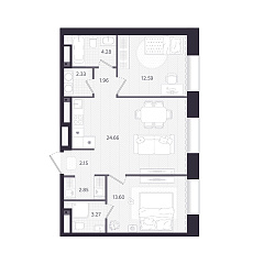 2-комнатная 67,63 м&sup2;