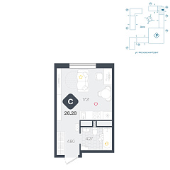 Студия 26,28 м²