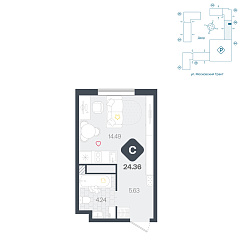 Студия 24,36 м&sup2;