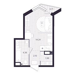 Студия 22,89 м&sup2;