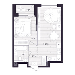 1-комнатная 40,31 м&sup2;