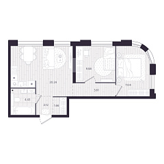 2-комнатная 53,08 м&sup2;