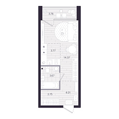 Студия 30,45 м&sup2;