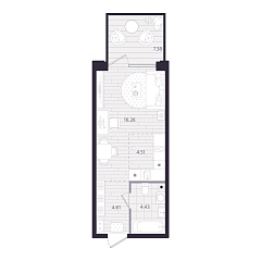 Студия 32,02 м&sup2;