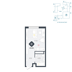 Студия 24,93 м²