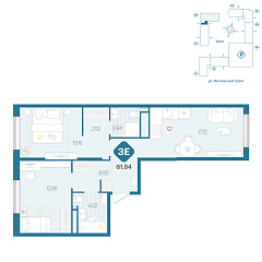 2-комнатная 61,84 м²