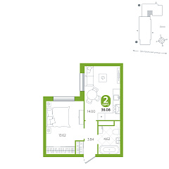 1-комнатная 36,08 м²