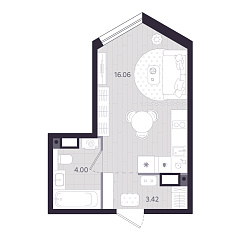 Студия 23,48 м&sup2;
