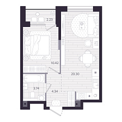 1-комнатная 40,05 м&sup2;