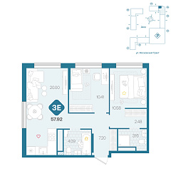 2-комнатная 57,92 м&sup2;