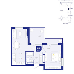 1-комнатная 53,1 м²