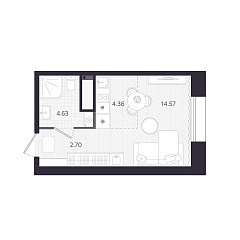 Студия 26,26 м&sup2;