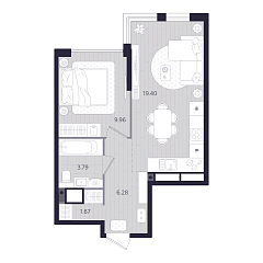 1-комнатная 41,1 м&sup2;