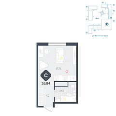 Студия 26,54 м²