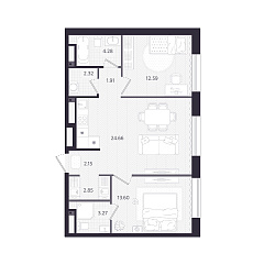 2-комнатная 67,63 м&sup2;