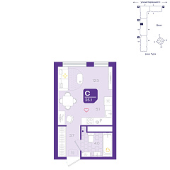 Студия 25,1 м²