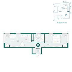 1-комнатная 46,45 м&sup2;