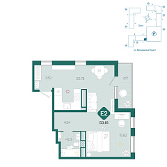 1-комнатная 53,16 м&sup2;