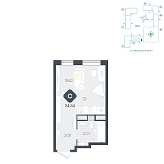 Студия 24,34 м²