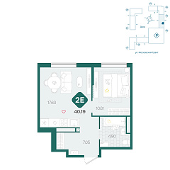 1-комнатная 40,19 м²